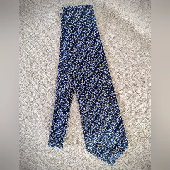 90's Vintage Robert Talbott x Nordstrom Blue & Yellow Tie, Hand Sewn in the USA - Picture 8 of 8